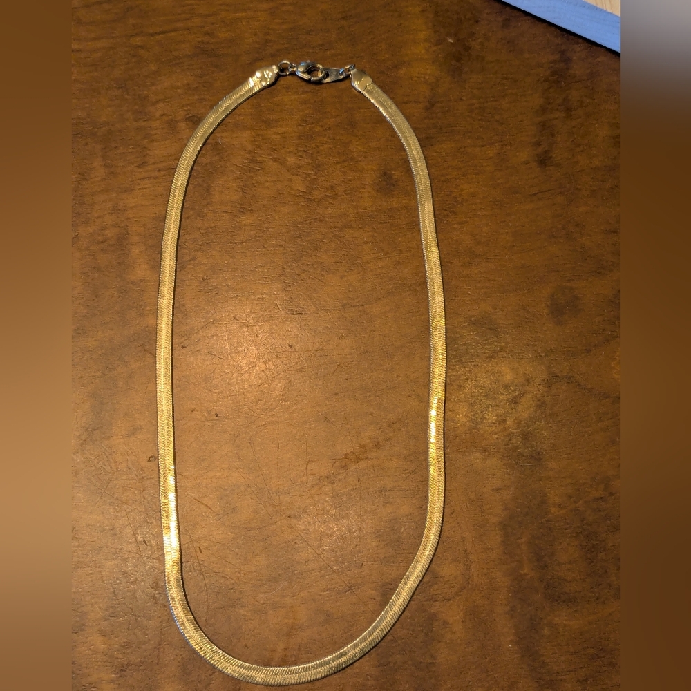 Classic Vintage Gold Plated Herringbone Necklace - Picture 2 of 10